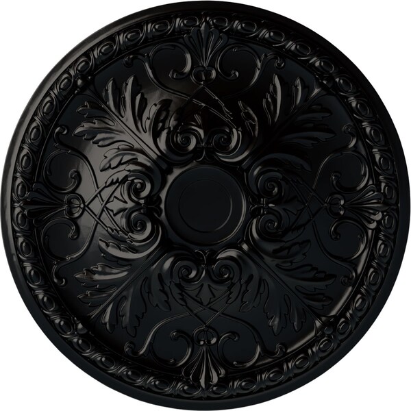 Ekena Millwork Tristan Ceiling Medallion (Fits Canopies up to 6 1/4"), Hand-Painted Jet Black, 32 3/8"OD x 3 1/2"P CM32TNBLF - main